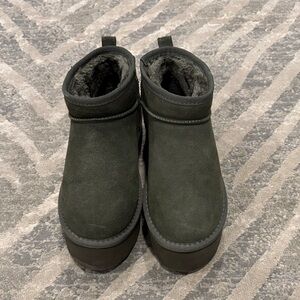 Dark Green Platform Ankle Boots